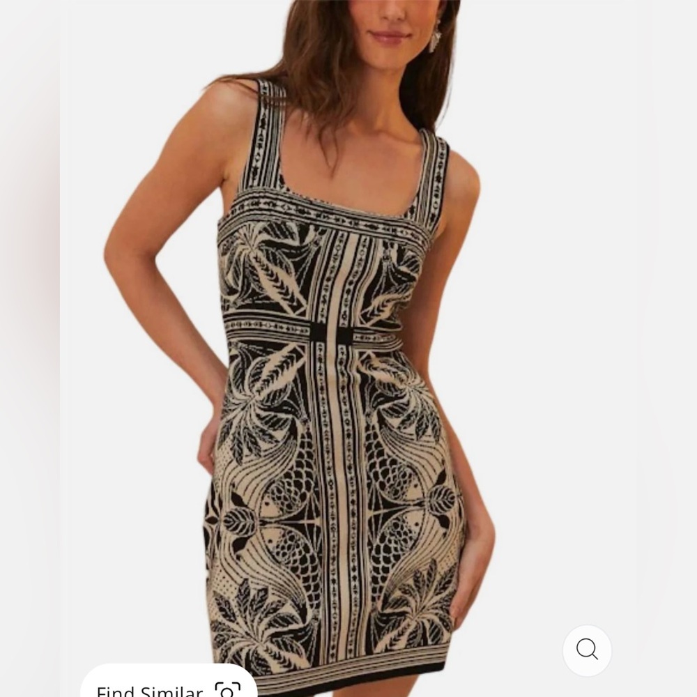 Farm Rio Off-White Scarf Knit Mini Dress - Picture 3 of 7